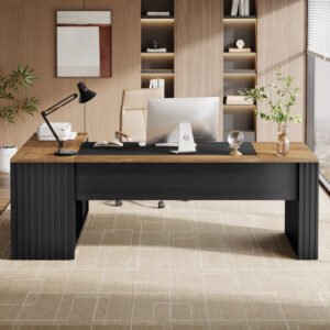 78.7" L Shaped Executive Desk With Starage Cabinet